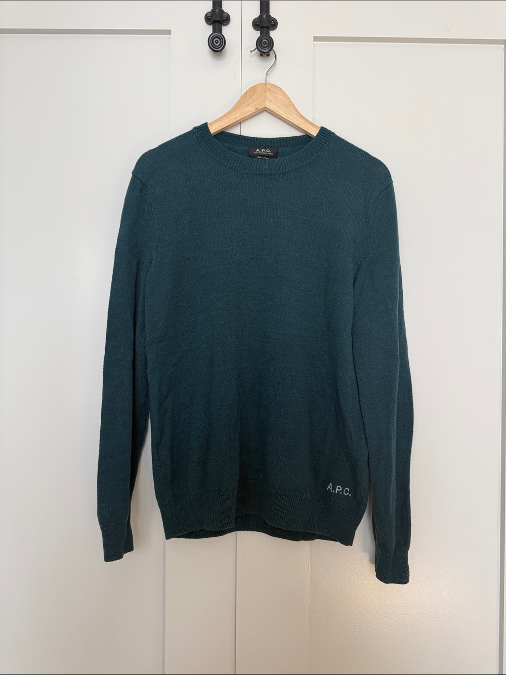 A.P.C. Men's Crewneck Sweater in Deep Teal